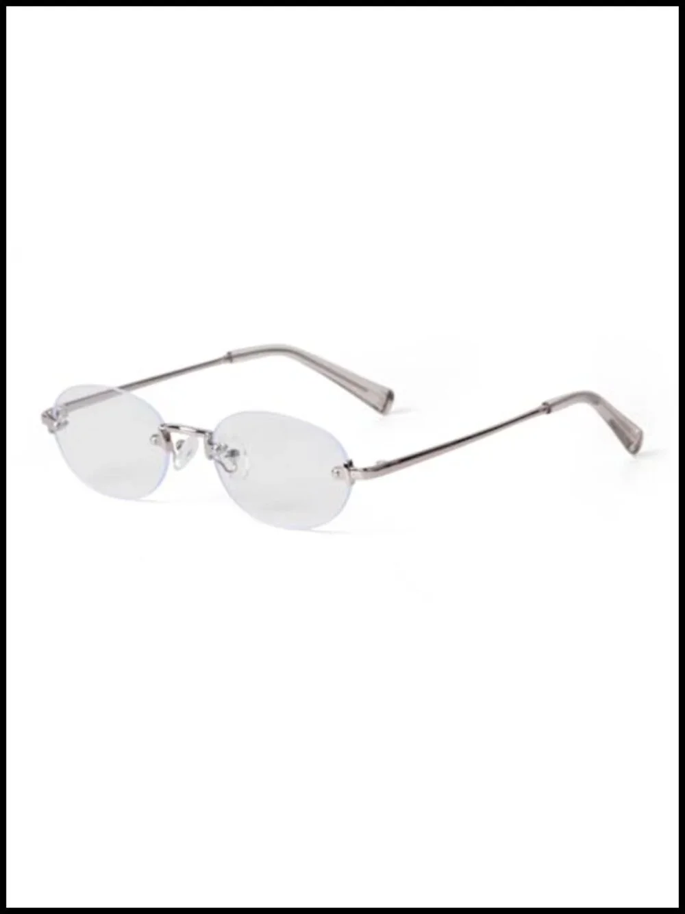 Vintage Rimless Oval Sunglasses 90s Retro Blue Light Blocking UV Protection
